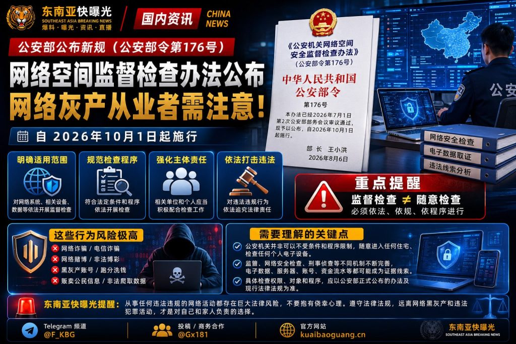 中国｜公安部发布网络空间监督检查新规，强化对灰产从业者监管