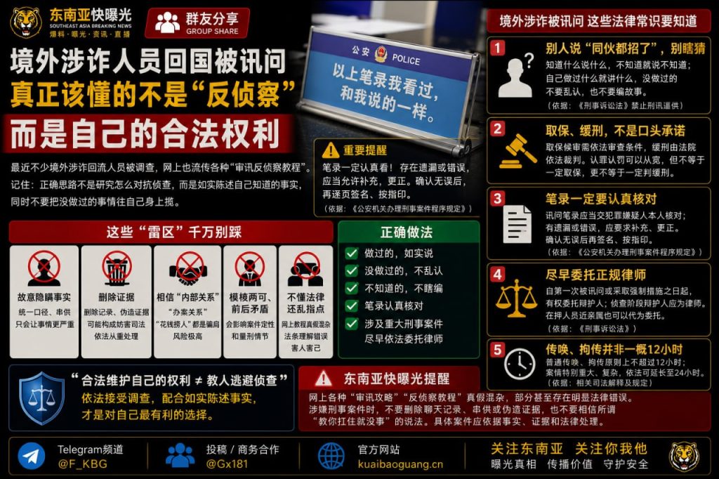 中国资讯｜境外涉诈人员回流接受讯问，编辑部解析如何正确行使合法权利