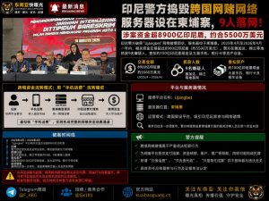 印尼资讯｜印尼警方捣毁涉案5500万美元跨国网赌网络，服务器设在柬埔寨