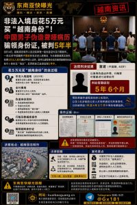 越南资讯｜非法入境花5万元买伪造身份证，男子被判5年半
