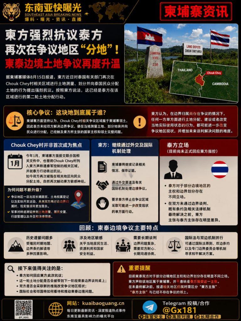 柬埔寨资讯｜柬方强烈抗议泰方在Chouk Chey村争议地区再次分配土地