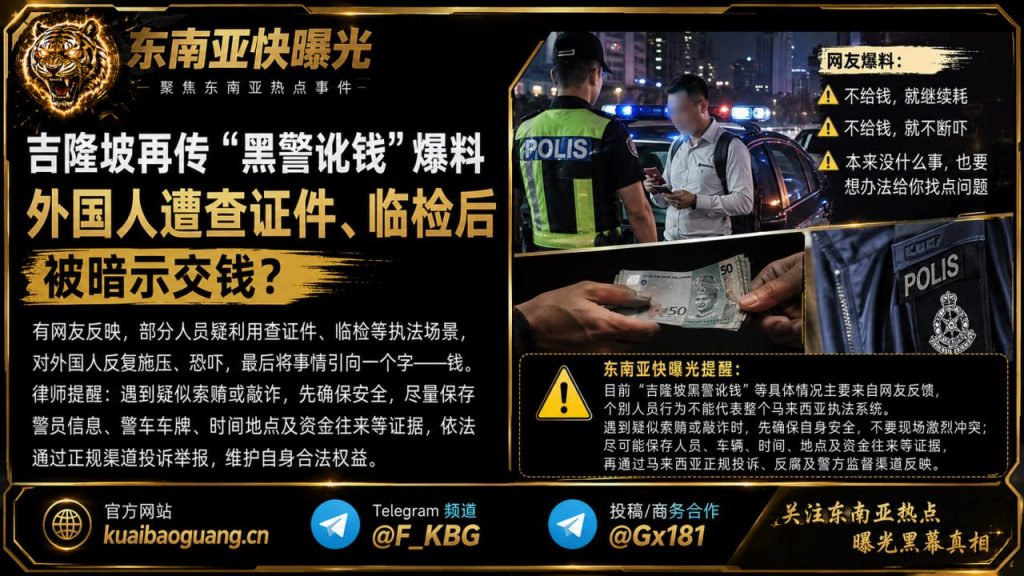 马来西亚资讯｜吉隆坡再传涉嫌索贿爆料，外国人遭遇查证件与临检状况