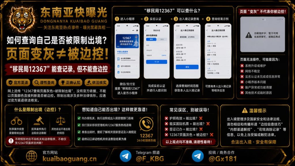 中国｜移民局12367页面变灰不等于被限制出境