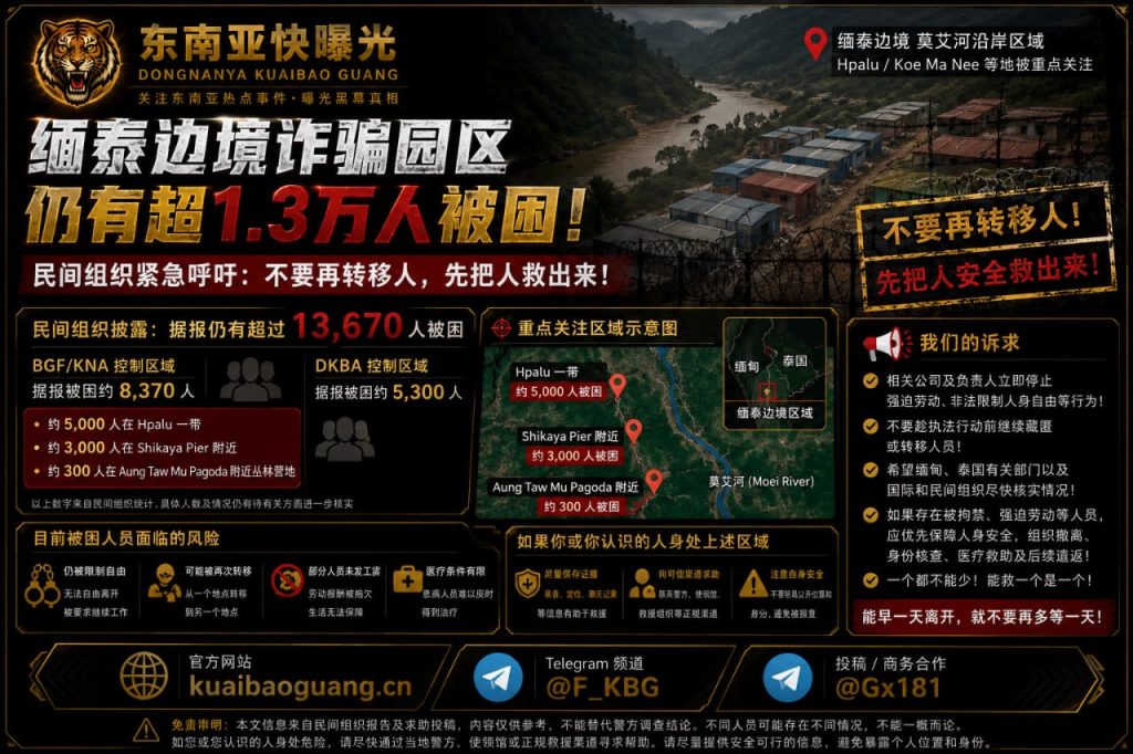 缅泰边境资讯｜缅泰边境诈骗园区据报逾1.3万人被困，民间组织呼吁救援