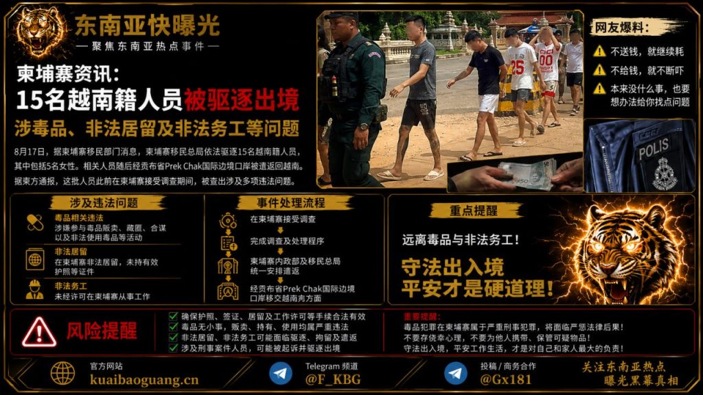 柬埔寨｜15名越南籍人员被驱逐出境涉毒品非法居留及非法务工