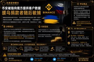 俄罗斯资讯｜币安被指向俄方提供客户数据，援乌捐款者随后被捕