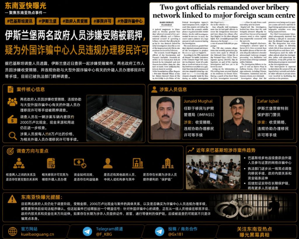 巴基斯坦资讯｜伊斯兰堡两名政府人员涉嫌受贿被羁押