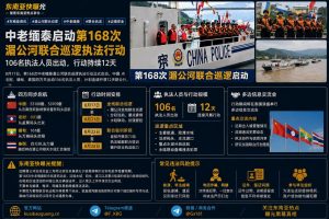 湄公河资讯｜中老缅泰启动第168次湄公河联合巡逻，106名执法人员出动