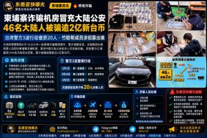 柬埔寨资讯｜柬埔寨诈骗机房冒充公安诈骗超两亿新台币，台湾警方抓获20人