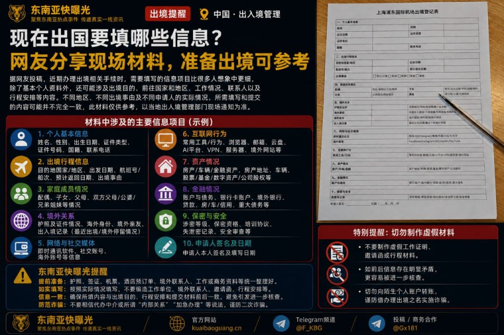 出境提醒｜网友分享近期出国登记材料填写详情与注意事项