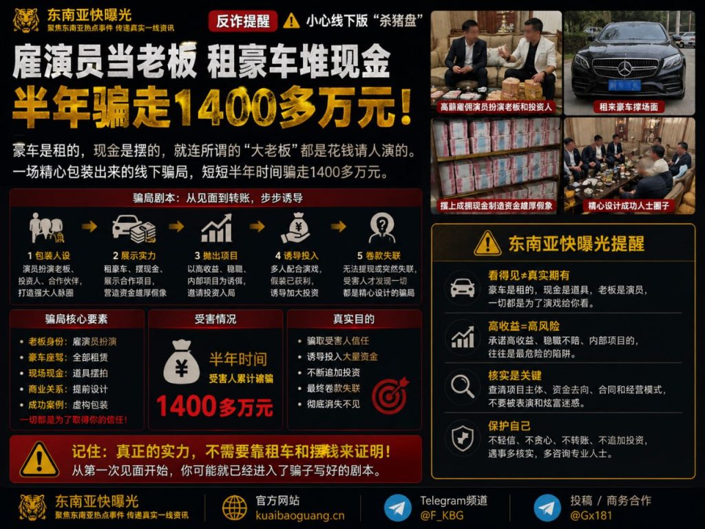 反诈提醒｜线下版杀猪盘骗局曝光，租豪车摆现金半年骗走千万元