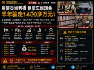 反诈提醒｜线下版杀猪盘骗局曝光，租豪车摆现金半年骗走千万元