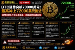 全球资讯｜比特币价格强势突破70000美元大关，多头主力引发空头大规模爆仓