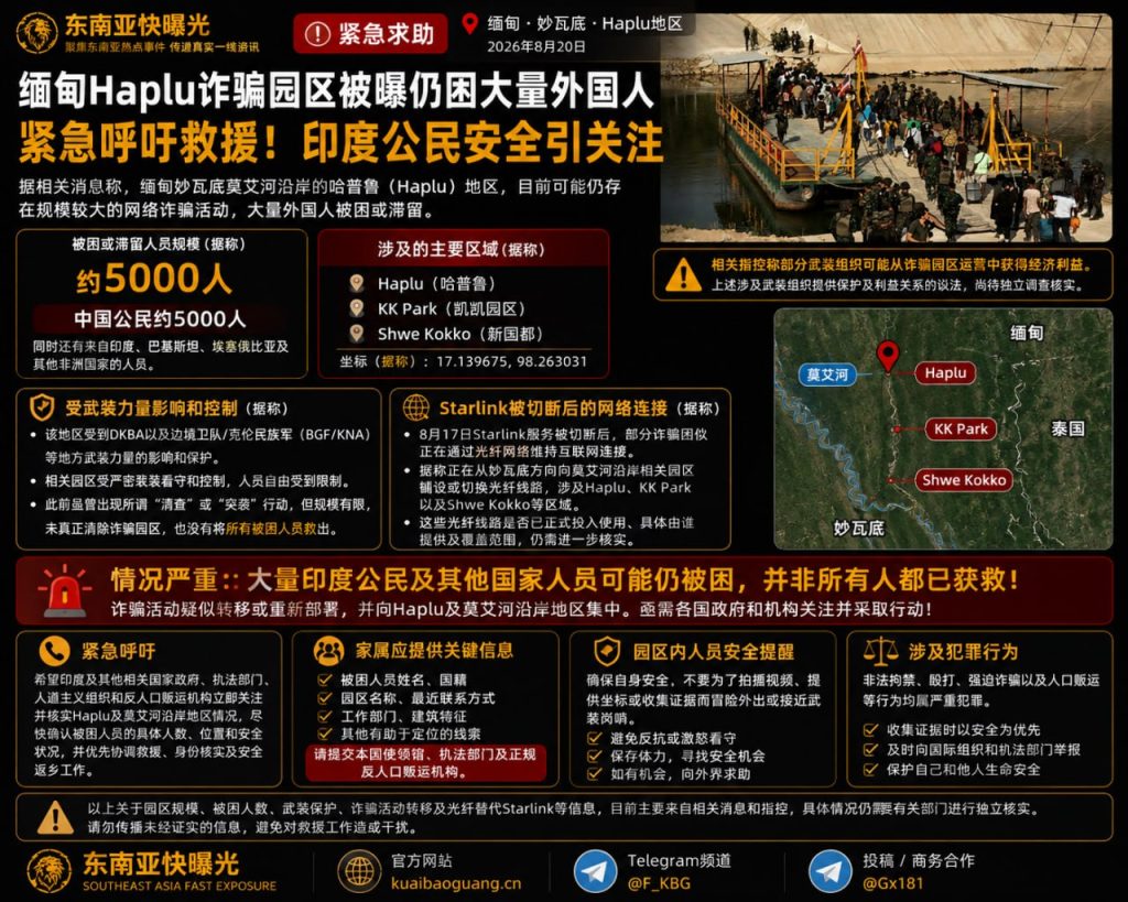 缅甸｜Haplu诈骗园区仍困外国人，印度公民安全受关注