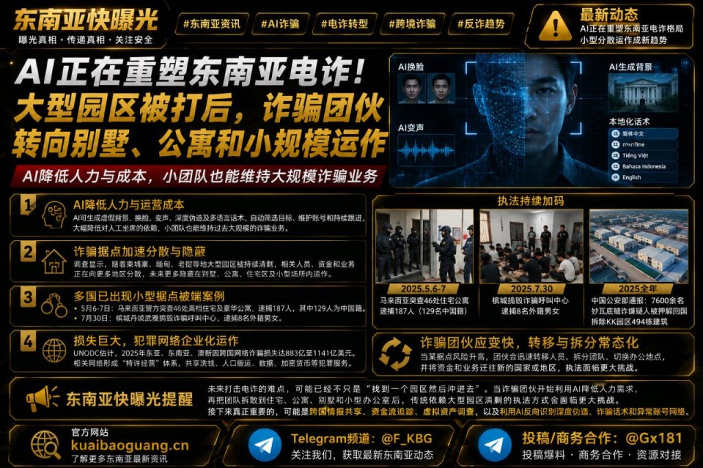 东南亚资讯｜人工智能重塑跨境电诈，团伙转向小型据点分散运作