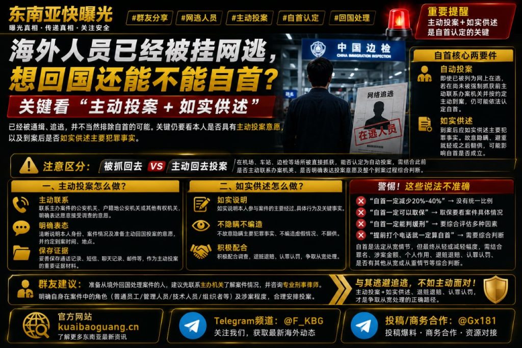 海外资讯｜网逃人员主动回国投案能否认定自首，关键看主动投案与如实供述