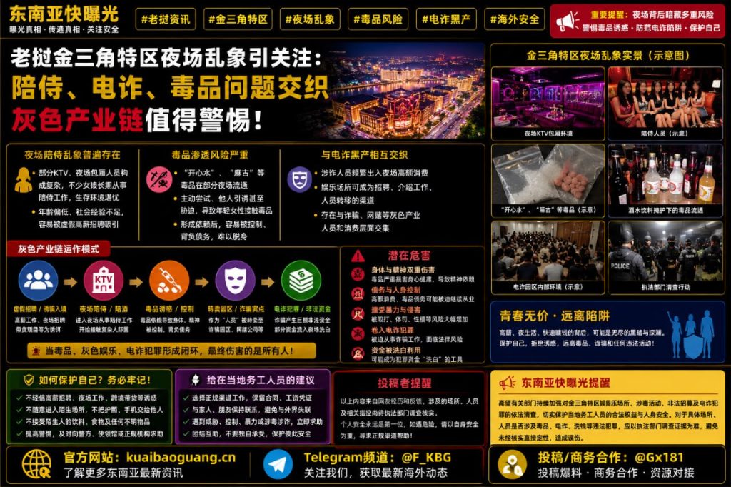 老挝资讯｜金三角特区夜场乱象频出，毒品与电诈交织风险引关注