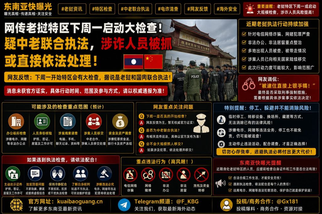 老挝资讯｜网友反馈老挝特区将迎大检查，涉诈人员动态引发关注