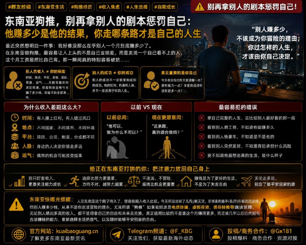东南亚资讯｜狗推经历与收入焦虑引发反思，切勿盲目攀比误入歧途