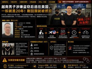 越南资讯｜涉嫌盗窃潜逃美国二十年男子返回新山一机场落网