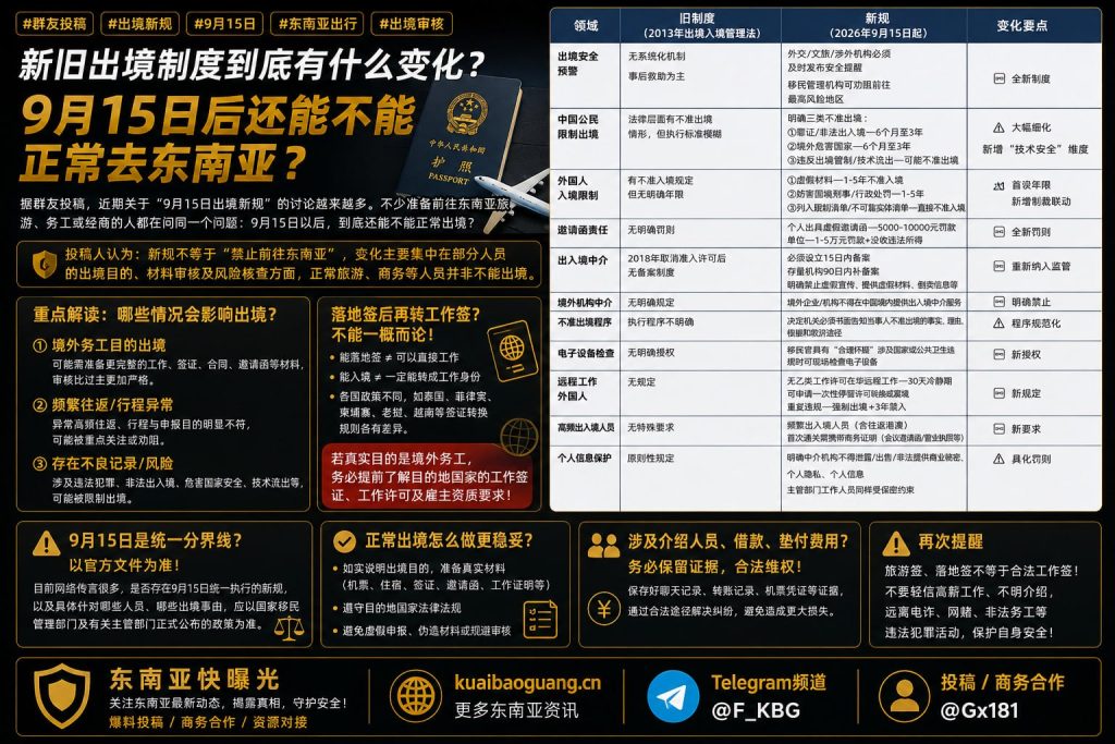 东南亚资讯｜9月15日出境新规引发讨论，东南亚出境政策变化与务工审核解析