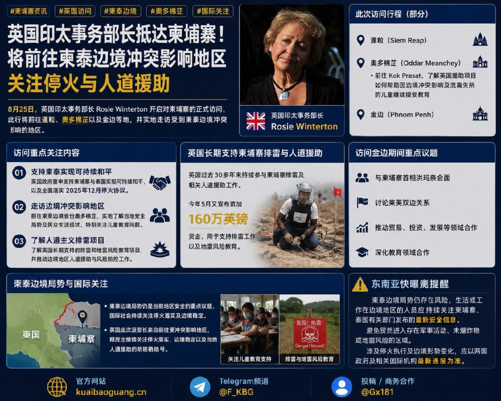 柬埔寨资讯｜英国印太事务部长抵达柬埔寨，将实地走访边境冲突影响地区