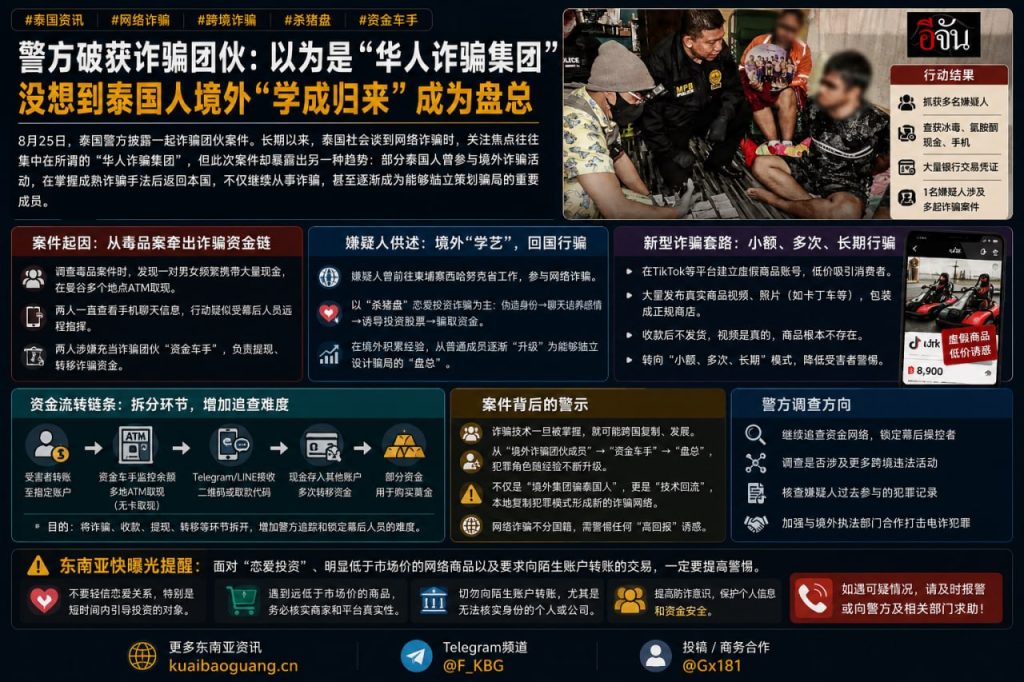 泰国资讯｜泰国警方破获跨境诈骗团伙，嫌犯境外学成回国自立门户