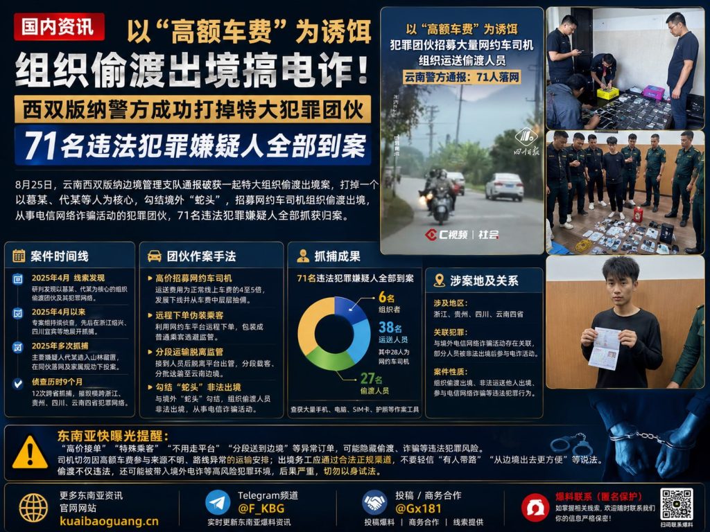 云南资讯｜西双版纳警方打掉跨省偷渡团伙，71名涉案人员全部落网