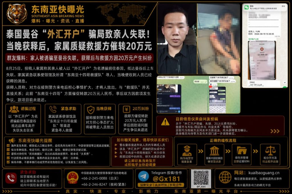 泰国资讯｜曼谷外汇开户失联人员已获释，家属质疑救援队催转二十万