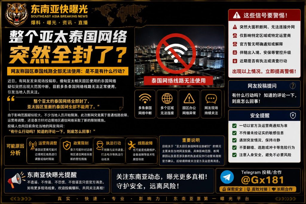 缅甸资讯｜亚太园区泰国网络疑似大范围中断，多条线路无法使用