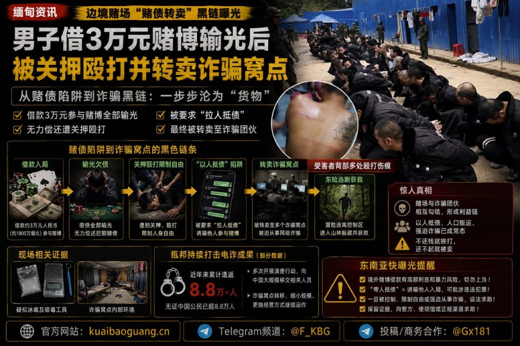 缅甸资讯｜男子借赌债3万元无力偿还，遭关押殴打并被转卖至诈骗窝点