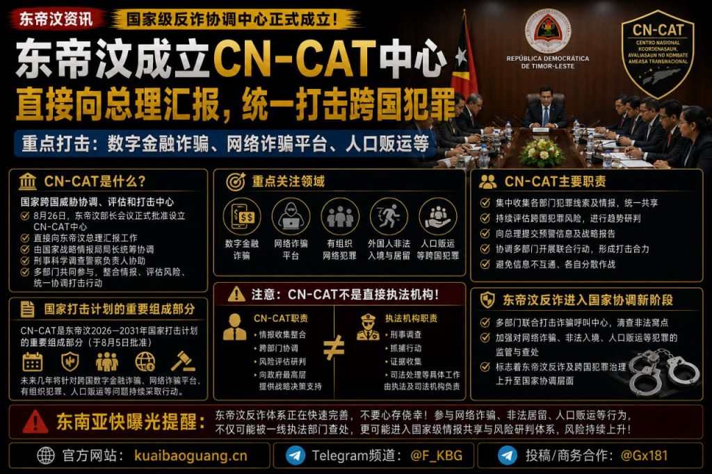 东帝汶资讯｜正式成立国家级反诈协调中心，直报总理重点打击网络诈骗
