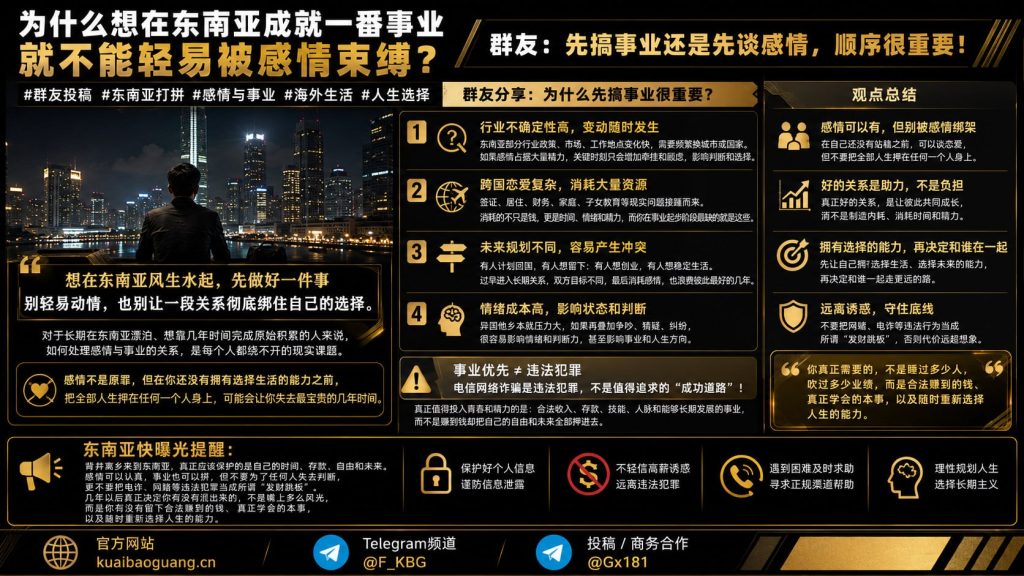 东南亚资讯｜海外打拼先搞事业还是先谈感情，群友分享人生选择与思考