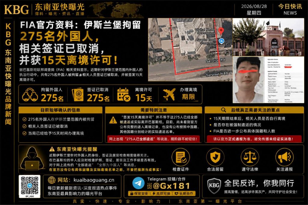 巴基斯坦资讯｜伊斯兰堡拘留275名外国人，签证取消并获15天离境许可