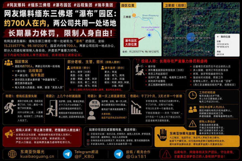 缅甸资讯｜缅东三佛塔瀑布园区遭网友爆料，涉事两家公司被指存在严重暴力与强迫劳动
