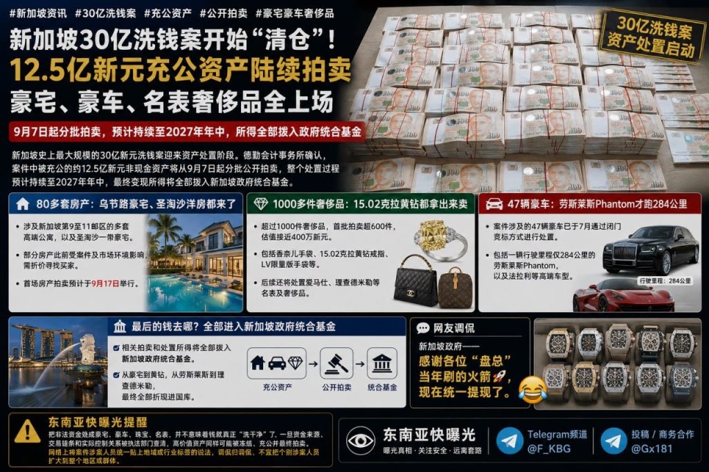 新加坡资讯｜30亿洗钱案资产开始清仓，12.5亿新元非现金资产陆续拍卖