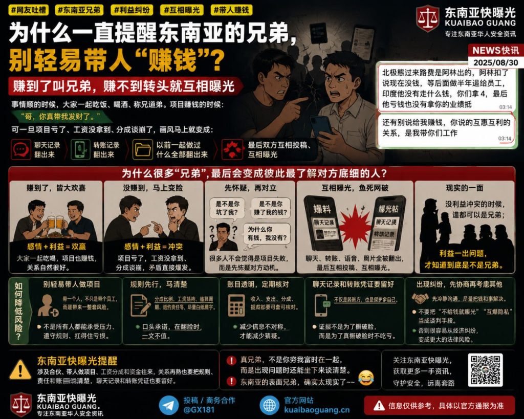 东南亚资讯｜网友吐槽东南亚利益纠纷，带人赚钱易翻脸