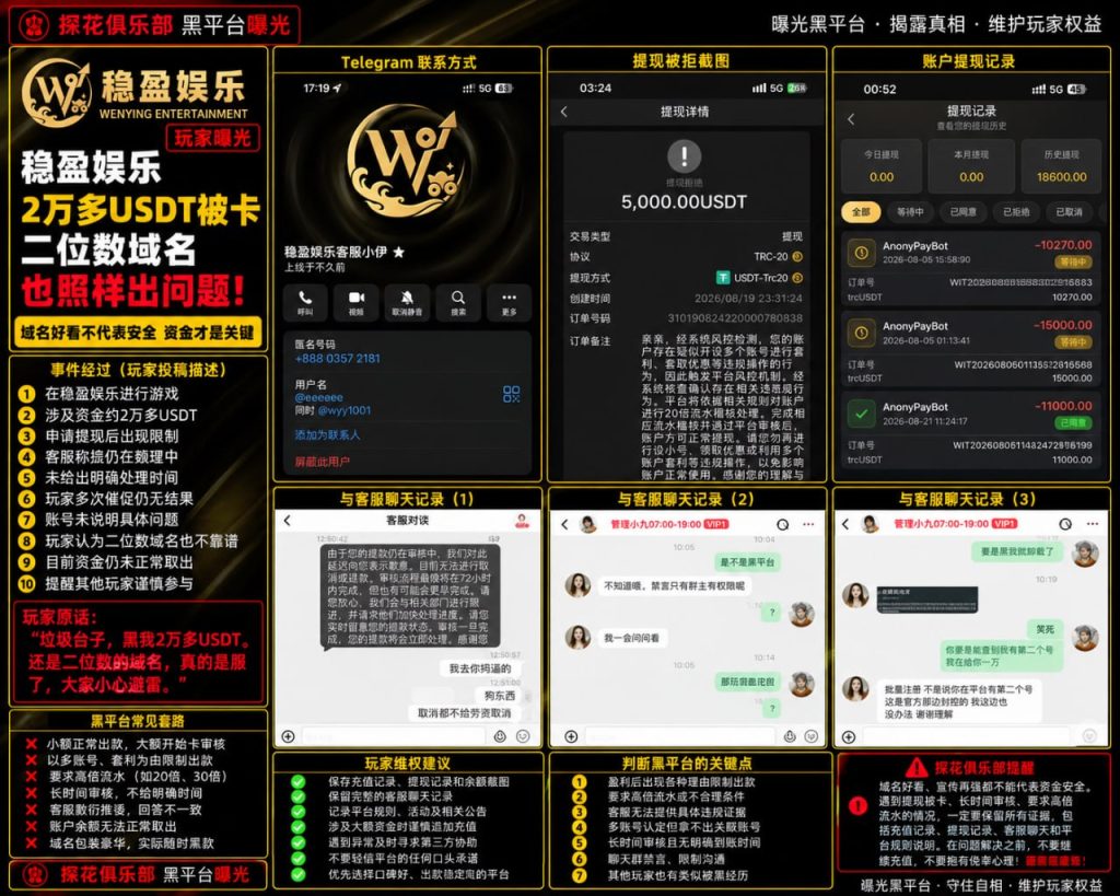 稳盈娱乐平台｜多名网友反映2万多USDT提现遇阻，二位数域名未能打消资金顾虑