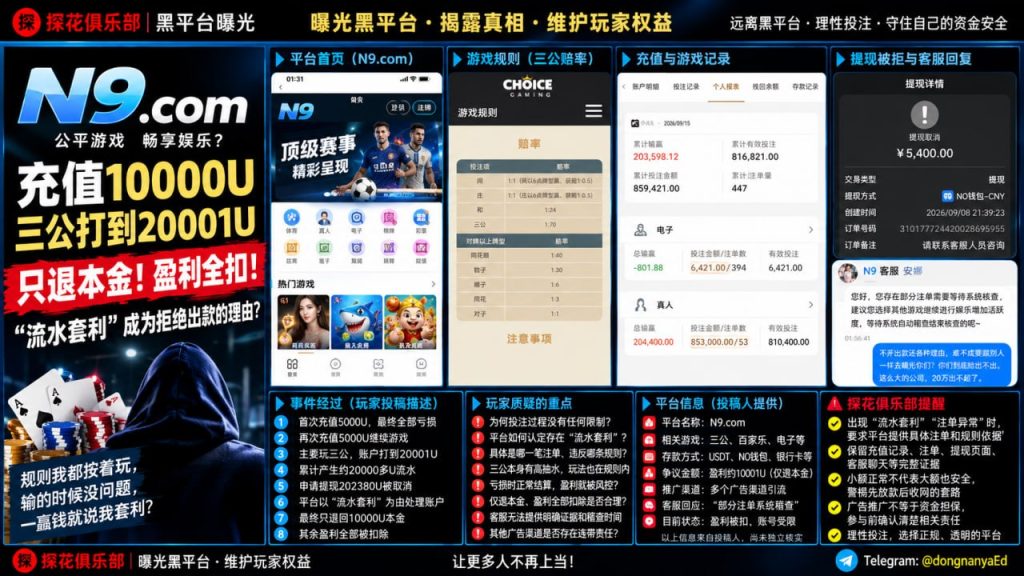 N9.com平台｜网友反映提现被扣除盈利，疑似流水套利