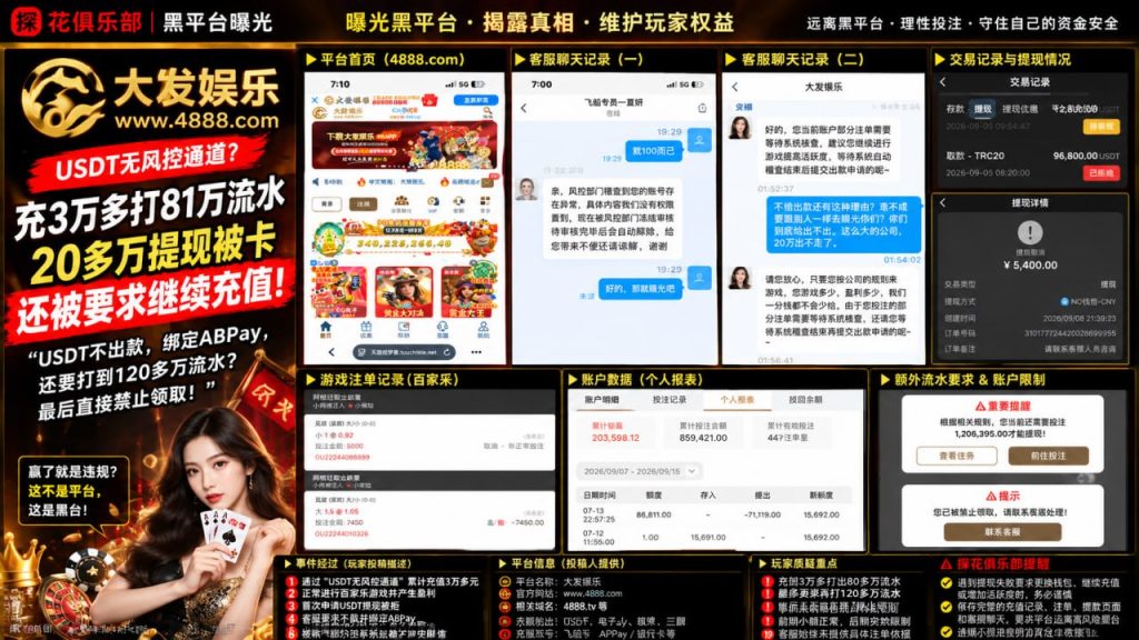 大发娱乐4888平台｜多名网友反映提现被拒并遭追加流水，疑似遇到出款争议