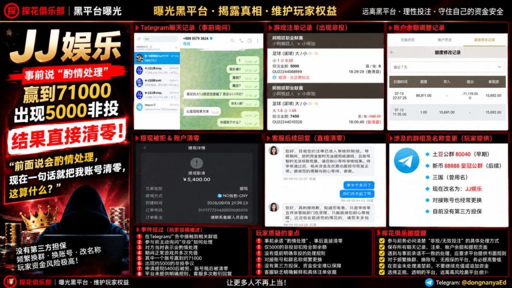 JJ娱乐｜网友反映账号赢利后遭账户清零，事前承诺与实际处理不一致