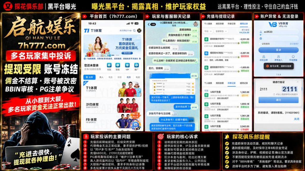启航娱乐与7h777.com遭网友曝光｜多名玩家反映提现受限与账户异常