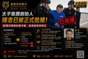 国内新闻｜太子集团创始人陈志被正式批捕，新增涉嫌罪名