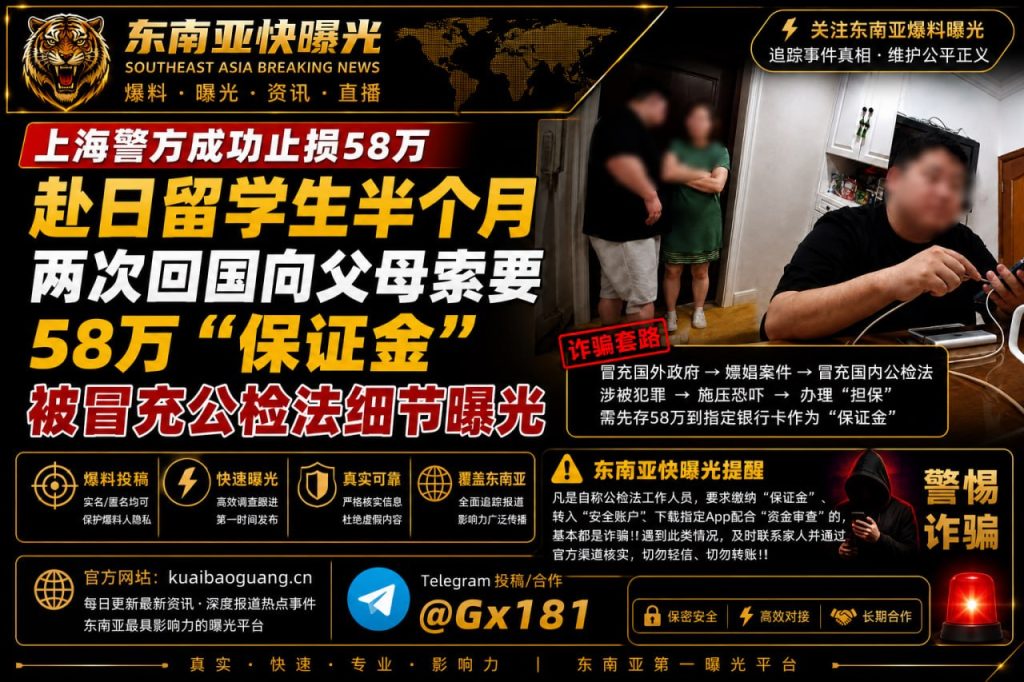 中国资讯｜上海警方成功拦截一起冒充公检法电信诈骗，留学生险被骗58万元