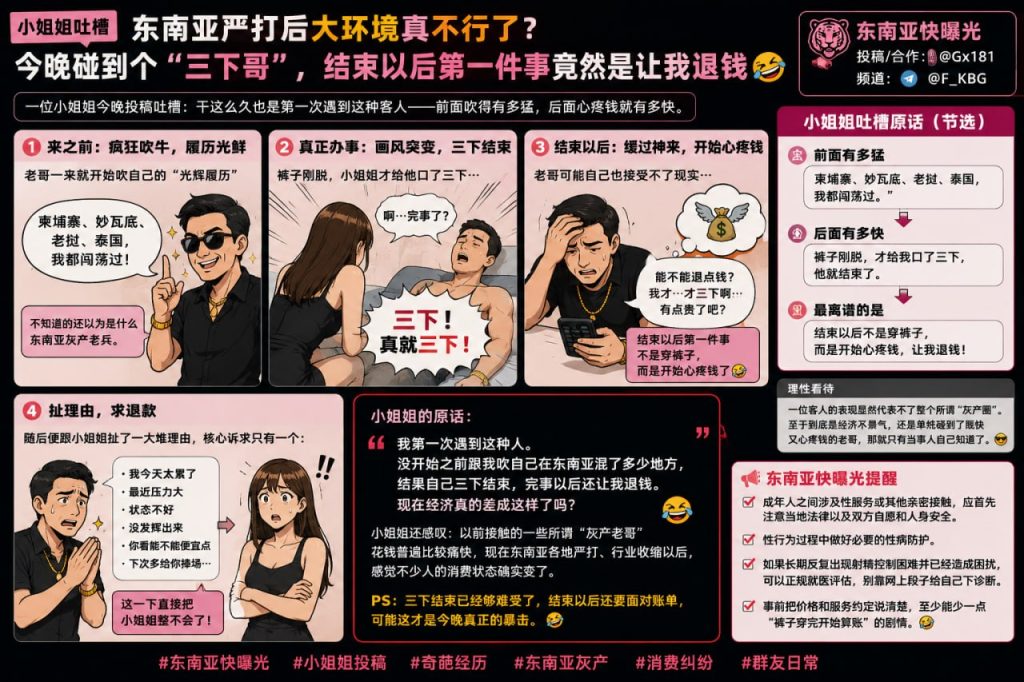 东南亚资讯｜东南亚严打后大环境变差？小姐姐吐槽遇到奇葩客人