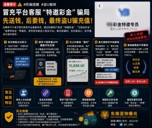 东南亚｜骗子冒充客服送特邀彩金 实施盗U骗充值诈骗提醒
