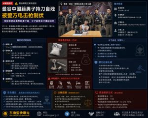 泰国资讯｜曼谷辉晃区中国籍男子持刀自残被电击枪制伏，现场查获冰毒