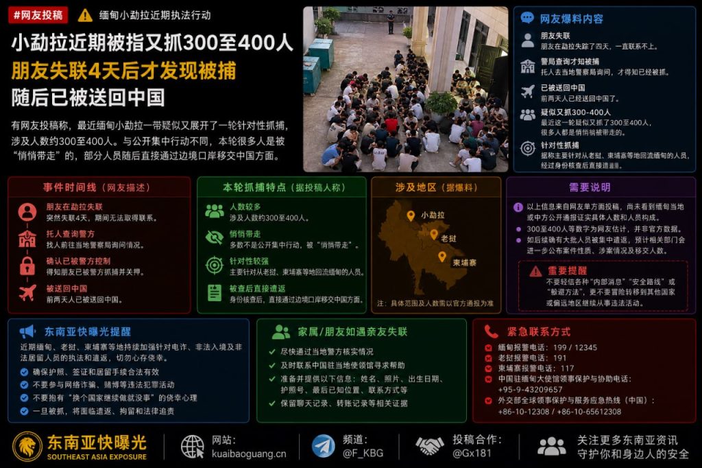 缅甸｜小勐拉大规模抓捕数百人被送回中国，引发关注。