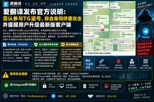 中国｜爱翻译否认参与Telegram盗号并提醒升级客户端