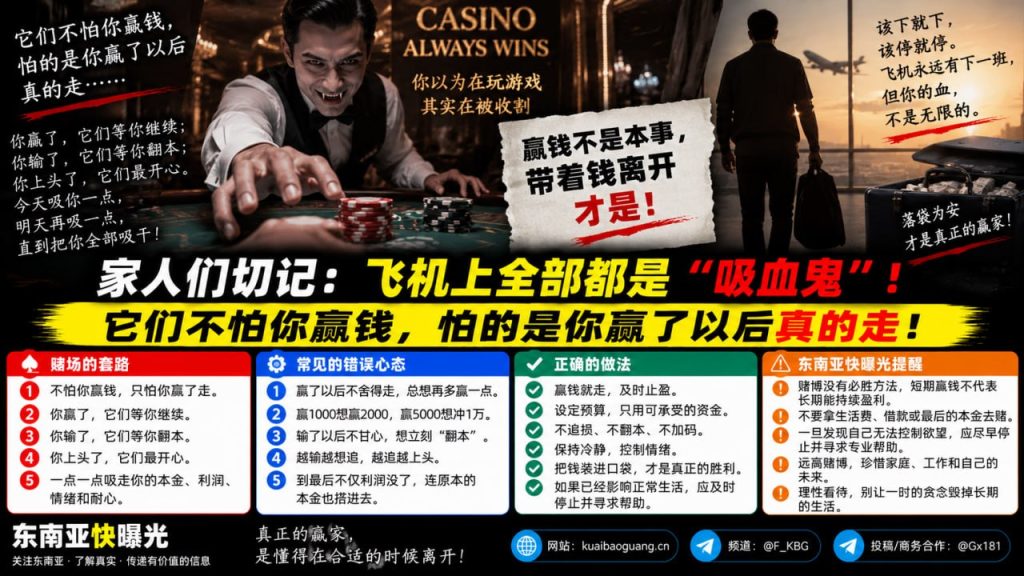 东南亚｜提醒赌徒及时止盈避免翻本，防止被‘吸血鬼’吸干